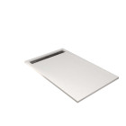 Receveur blanc effet granite en résine epoxy - 80x140x3 cm + grille linéaire chrome Aurlane - PACR290