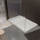 Receveur blanc effet granite en résine epoxy 80x140x3 cm + grille linéaire blanche Aurlane - PACR292