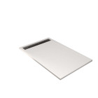 Receveur blanc effet granite en résine epoxy 80x140x3 cm + grille linéaire gun metal Aurlane - PACR293
