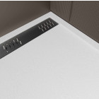 Receveur blanc effet granite en résine epoxy 80x140x3 cm + grille linéaire gun metal Aurlane - PACR293