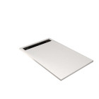 Receveur blanc effet granite en résine epoxy 80x140x3 cm + grille linéaire noire Aurlane - PACR291