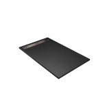 Receveur noir effet granite en résine epoxy 80x140x3 cm + grille linéaire chrome Aurlane - PACR270