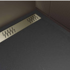 Receveur noir effet granite en résine epoxy 80x140x3 cm + grille linéaire or brossé Aurlane - PACR274