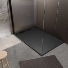 Receveur noir effet granite en résine epoxy 80x140x3 cm + grille linéaire noire Aurlane - PACR271