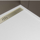 Receveur blanc effet granite en résine epoxy 90x140x3 cm + grille linéaire or brossé Aurlane - PACR299