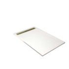 Receveur blanc effet granite en résine epoxy 90x140x3 cm + grille linéaire or brossé Aurlane - PACR299