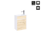 Meuble lave mains mini 40x50x22 cm - blanc et chêne clair Aurlane - LAV1004