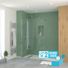 Lot de 2 parois de douche 120x195 cm en verre trempé 5 mm - profilés et bras chromés Aurlane - PACF466