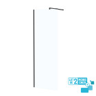 Lot de 2 parois de douche 70x195 cm en verre trempé 5 mm - profilés et bras noirs Aurlane - PACF480