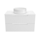 Meuble de salle de bains leon 80cm blanc neige - 2 tiroirs en mdf ondulés - vasque ronde ø36cm Aurlane - PACM723