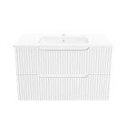 Meuble de salle de bains leon 80cm blanc neige - 2 tiroirs en mdf ondulés - vasque à encastrer Aurlane - PACM729