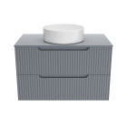 Meuble de salle de bains leon 80cm gris souris - 2 tiroirs en mdf ondulés - vasque ronde ø36cm Aurlane - PACM727
