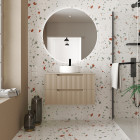 Meuble de salle de bains leon 80cm marron glace - 2 tiroirs en mdf ondulés - vasque ronde ø36cm Aurlane - PACM725