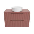 Meuble de salle de bains leon 80cm terracotta - 2 tiroirs en mdf ondulés - vasque ronde ø36cm Aurlane - PACM724