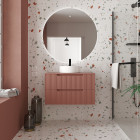 Meuble de salle de bains leon 80cm terracotta - 2 tiroirs en mdf ondulés - vasque ronde ø36cm Aurlane - PACM724