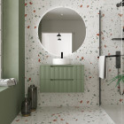 Meuble de salle de bains leon 80cm vert olive - 2 tiroirs en mdf ondulés - vasque ronde ø36cm Aurlane - PACM726