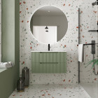 Meuble de salle de bains leon 80cm vert olive - 2 tiroirs en mdf ondulés - vasque à encastrer Aurlane - PACM732