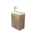 Meuble lave mains décor bois 40x50x22 cm avec vasque en smc blanche - elementary Aurlane - LAV957