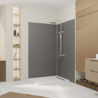 Pack 2 panneaux muraux en aluminium gris 120x210 cm + profilés finition et angle chrome Aurlane - PACP305