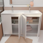 Pack meuble salle de bains 120 cm laqué blanc, 4 portes avec vasque céramique - xenos Aurlane - PACM693