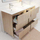 Pack meuble salle de bains 120 cm chêne clair, 6 tiroirs avec vasque céramique - xenos Aurlane - PACM698
