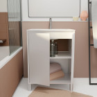 Pack meuble salle de bains 60 cm laqué blanc, 2 portes avec vasque céramique - xenos Aurlane - PACM681