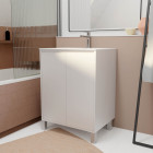 Pack meuble salle de bains 60 cm laqué blanc, 2 portes avec vasque céramique - xenos Aurlane - PACM681