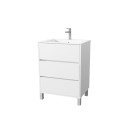 Pack meuble salle de bains 60 cm laqué blanc, 3 tiroirs avec vasque céramique - xenos Aurlane - PACM685