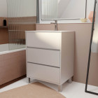 Pack meuble salle de bains 60 cm laqué blanc, 3 tiroirs avec vasque céramique - xenos Aurlane - PACM685