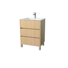 Pack meuble salle de bains 60 cm chêne clair, 3 tiroirs avec vasque céramique - xenos Aurlane - PACM686