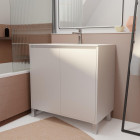 Pack meuble salle de bains 80 cm blanc, 2 portes avec vasque céramique - xenos Aurlane - PACM687