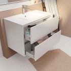 Pack meuble salle de bains 80 cm laqué blanc, 2 tiroirs avec vasque céramique - xenos Aurlane - PACM689