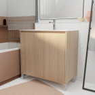 Pack meuble salle de bains 80 cm chêne clair, 2 portes avec vasque céramique - xenos Aurlane - PACM688