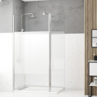 Pack paroi de douche et volet pivotant 100+40x200 cm - bande dépolie - barre de fixation chrome Aurlane - PACF459