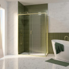 Pack porte de douche coulissante 140x200cm et retour 80cm - profilés or doré brossé - verre 6mm Aurlane - PACF478