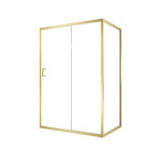 Pack porte de douche coulissante 140x200cm et retour 90cm - profilés or doré brossé - verre 6mm Aurlane - PACF479
