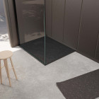 Pack receveur noir effet pierre 90x120 cm et grille décor perforée noire mate Aurlane - PACR246