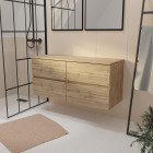 Meuble de salle de bains 120 cm à tiroirs avec plan finition chêne naturel - timber Aurlane - PACM769