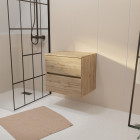 Meuble de salle de bains 60 cm à tiroirs avec plan finition chêne naturel - timber Aurlane - PACM767