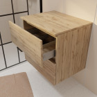 Meuble de salle de bains 60 cm à tiroirs avec plan finition chêne naturel - timber Aurlane - PACM767