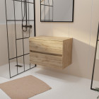 Meuble de salle de bains 80 cm à tiroirs avec plan finition chêne naturel - timber Aurlane - PACM768