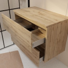 Meuble de salle de bains 80 cm à tiroirs avec plan finition chêne naturel - timber Aurlane - PACM768