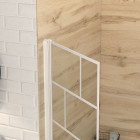 Pare baignoire rabattable 80x140cm - sérigraphie briques blanches - verre trempé 4mm Aurlane - FAC1028