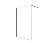 Paroi de douche 120x200cm en verre trempé transparent 8mm anticalcaire - profilé noir mat - lina Aurlane - FAC1032