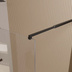 Paroi de douche 140x200cm en verre trempé transparent 8mm anticalcaire - profilé noir mat - lina Aurlane - FAC1033