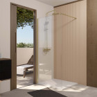 Paroi de douche 90x195 cm en verre trempé 5 mm - finition or brossé - gold elementary Aurlane - FAC1006
