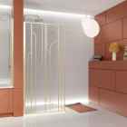 Paroi de douche à l'italienne 90x195cm sérigraphie art déco arrondie - or brossé - gatsby Aurlane - FAC1017