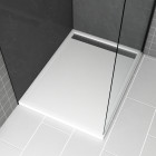 Receveur en acrylique blanc 90x120x4 cm + grilles linéaires chrome et gun metal - whiteness ii Aurlane - PACR181