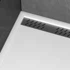 Receveur en acrylique blanc 90x140x5 cm + grilles linéaires chrome et gun metal - whiteness ii Aurlane - PACR183