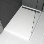 Receveur en acrylique blanc 90x140x5 cm + grilles linéaires chrome et gun metal - whiteness ii Aurlane - PACR183